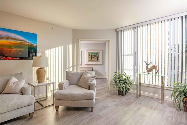 sitting room featuring light hardwood / wood-style floors