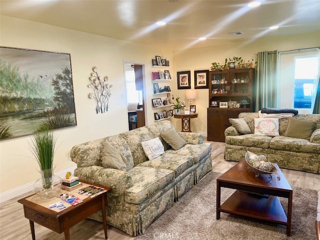 living room with hardwood / wood-style floors