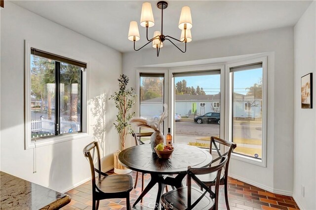 dining room with an inviting chandelier