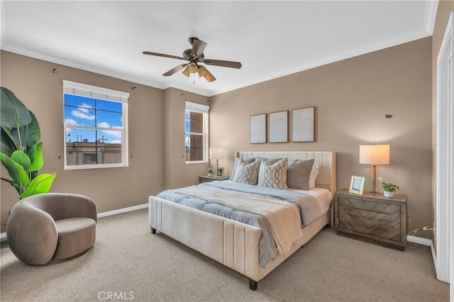 13637 Foster Ave Unit 5, Baldwin Park, CA 91706 - bedroom featuring baseboards, carpet flooring, ornamental molding, and a ceiling fan