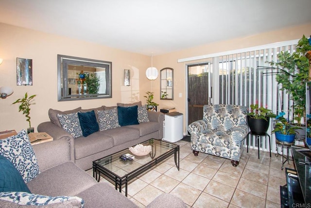 view of tiled living room