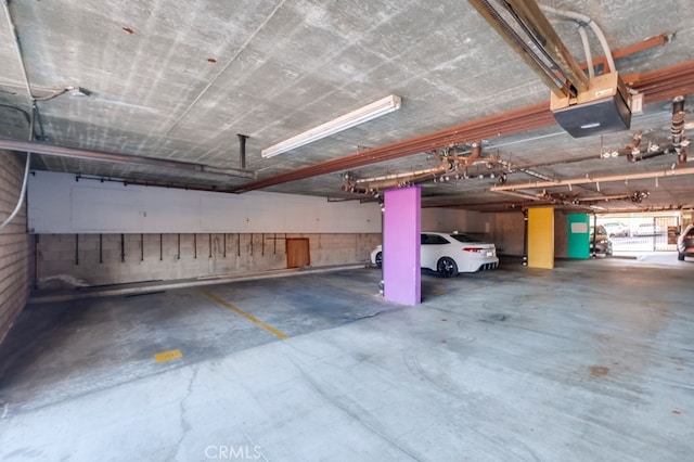 garage with a garage door opener