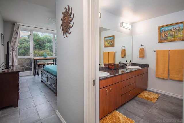 bathroom featuring vanity and tile patterned floors