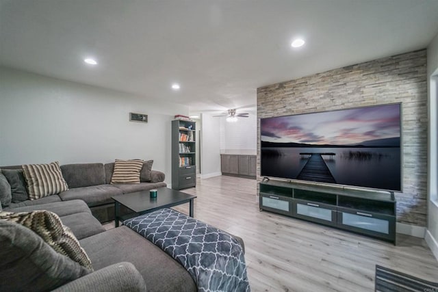 living room with light hardwood / wood-style flooring