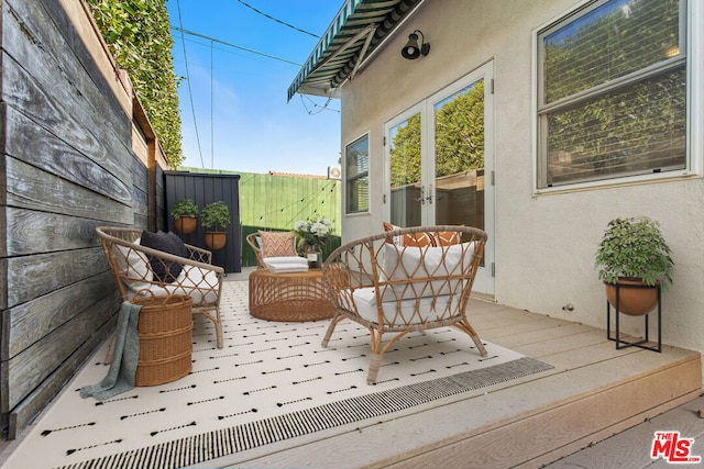 view of patio featuring a wooden deck