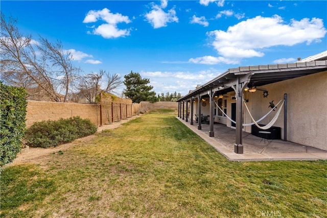 view of yard featuring a patio area