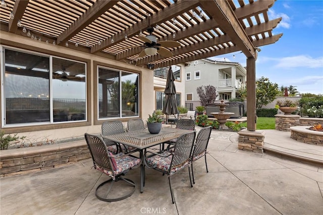 view of patio featuring a pergola