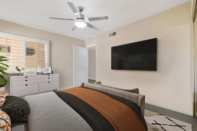 bedroom featuring ceiling fan