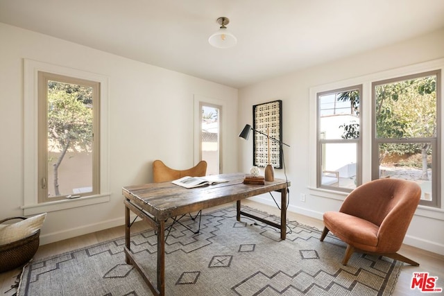 office featuring light wood-type flooring