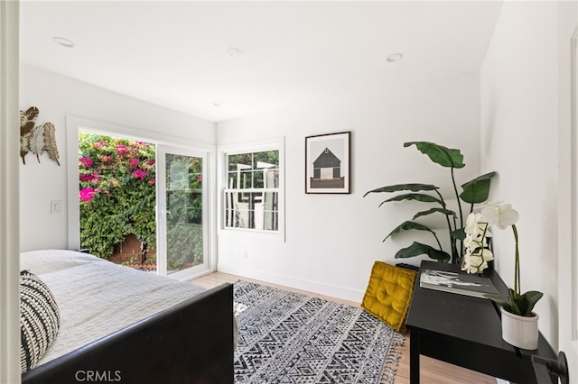 bedroom featuring light wood-type flooring