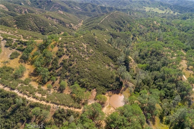 drone / aerial view featuring a mountain view