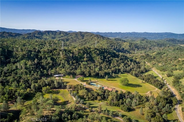 birds eye view of property with a mountain view