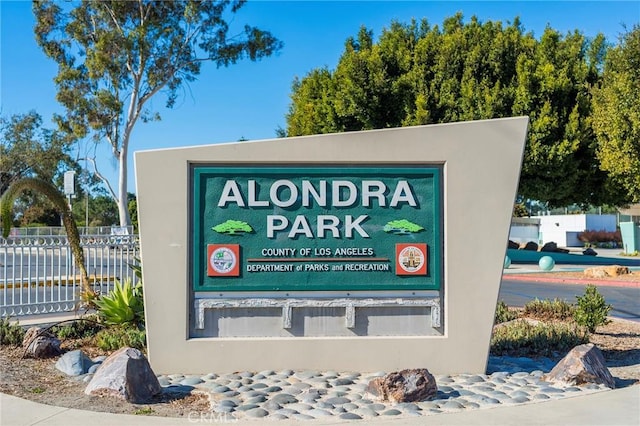 view of community sign