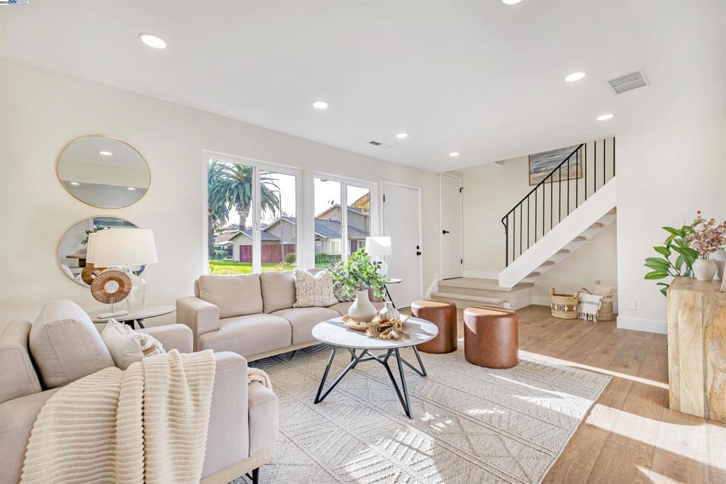 living room featuring light wood-type flooring