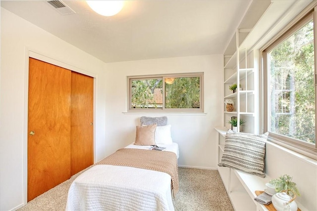 bedroom with a closet and carpet floors