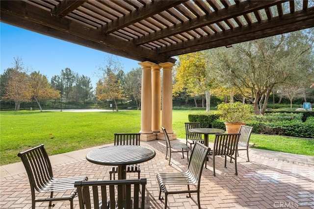 view of patio with a pergola