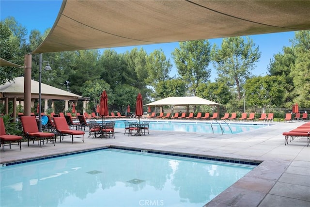 view of swimming pool featuring a patio