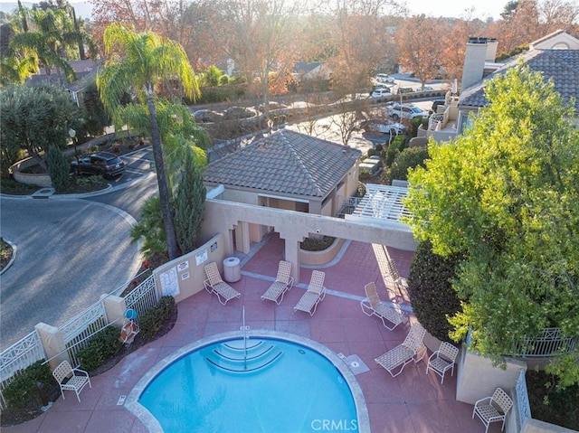 view of pool featuring a patio area