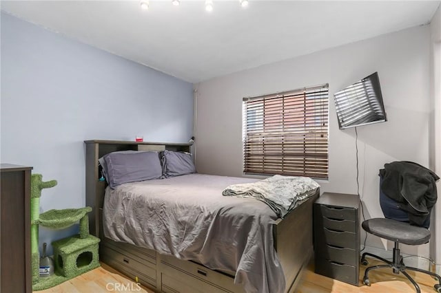 bedroom with light hardwood / wood-style floors