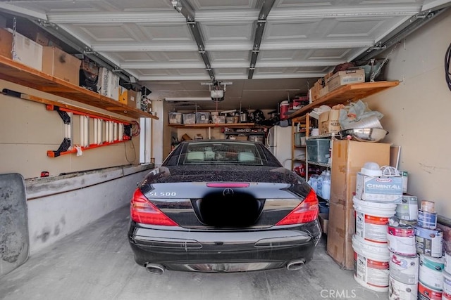 garage with a garage door opener