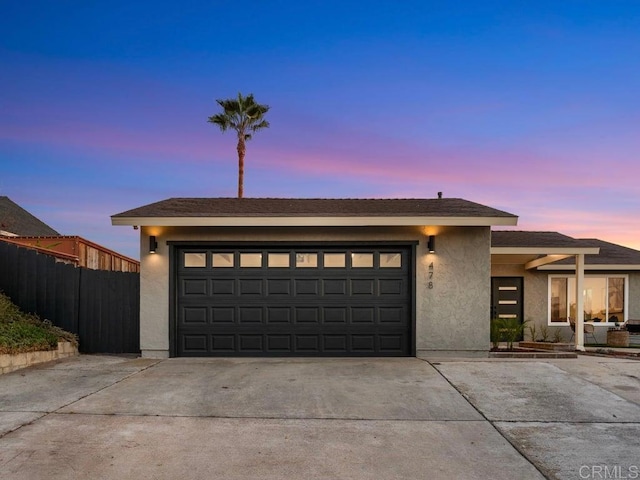 view of front of house with a garage