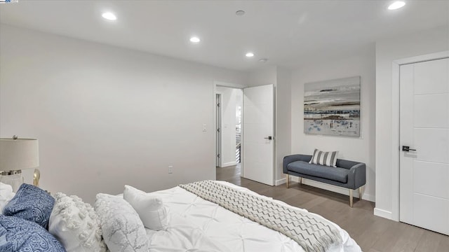 bedroom featuring dark hardwood / wood-style floors