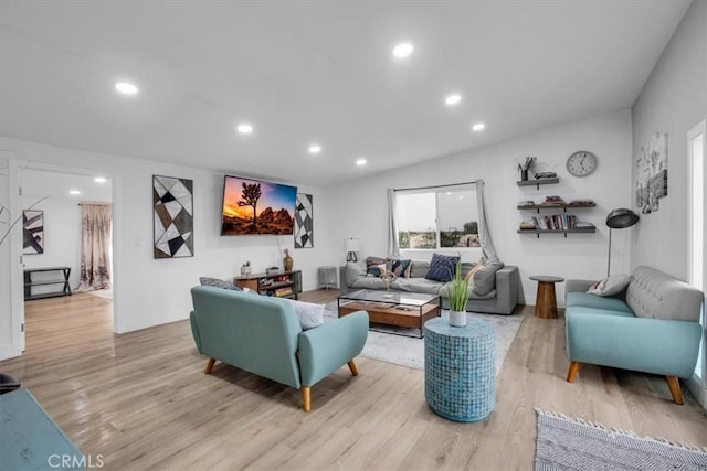 living room with light wood-type flooring