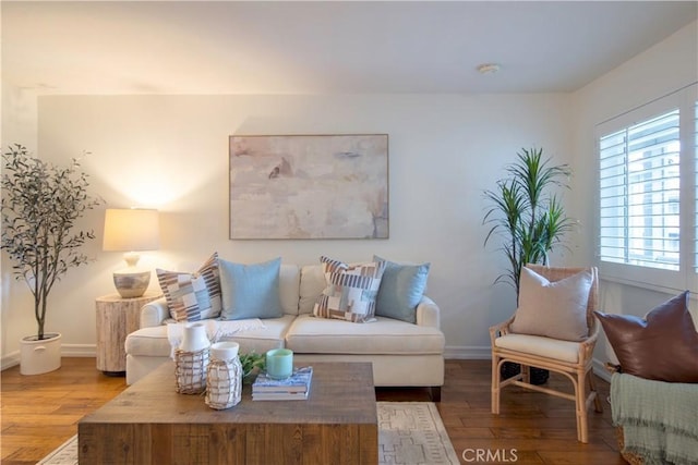 living room with hardwood / wood-style floors