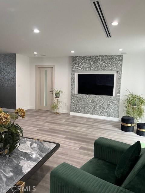 living room with light wood-type flooring