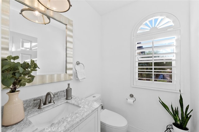 bathroom with toilet and vanity