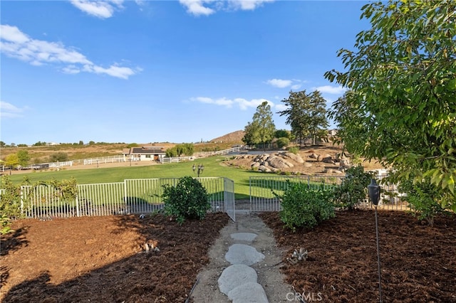 view of yard featuring a rural view