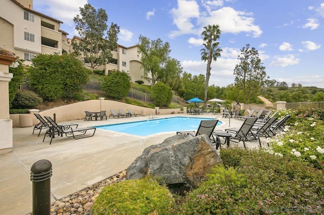 view of pool with a patio