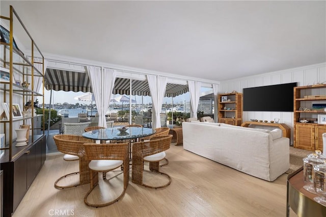 living room with light hardwood / wood-style floors