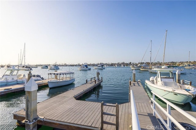 dock area featuring a water view