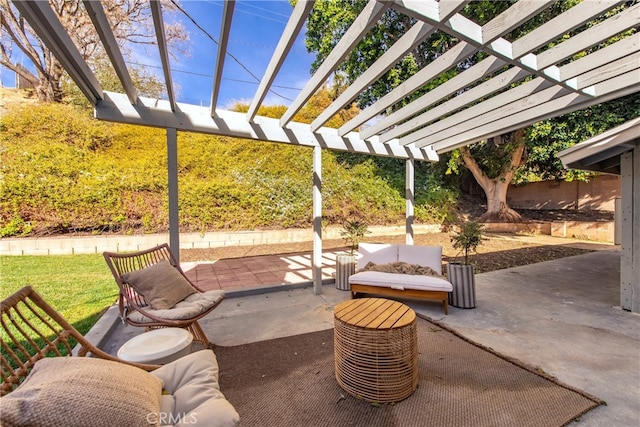 view of patio / terrace featuring a pergola