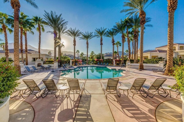 view of pool featuring a patio