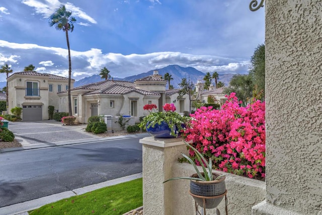 view of street with a mountain view