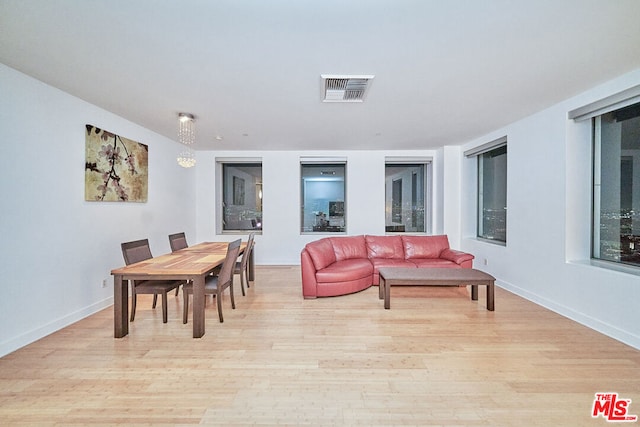 dining area with light hardwood / wood-style floors