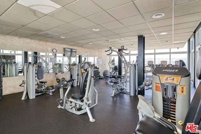 workout area with expansive windows