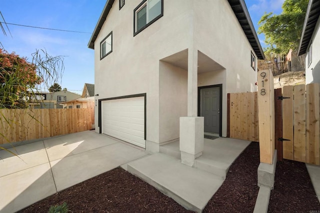 exterior space featuring a garage