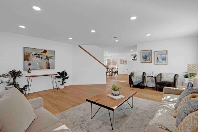 living room featuring light hardwood / wood-style floors