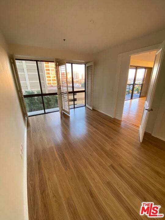 spare room featuring hardwood / wood-style flooring