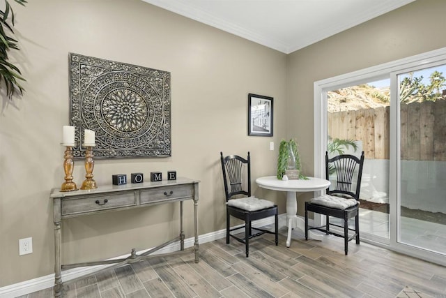 interior space featuring crown molding