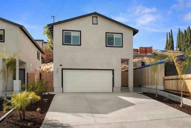 exterior space with a garage