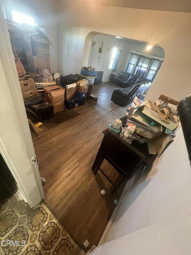 living room featuring dark hardwood / wood-style floors