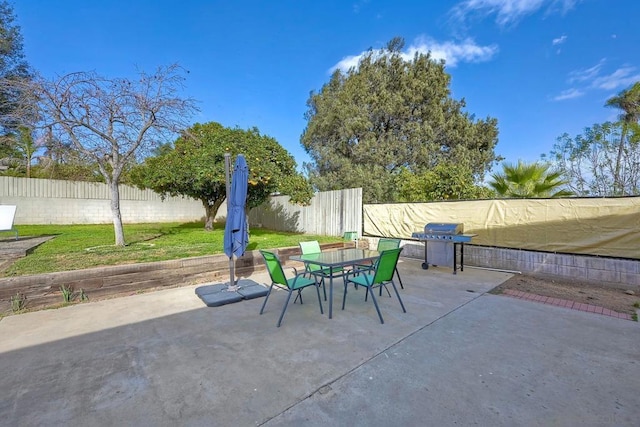 view of patio / terrace featuring a grill