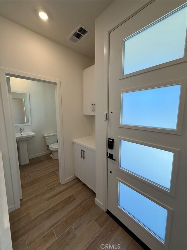 interior space featuring dark wood-type flooring