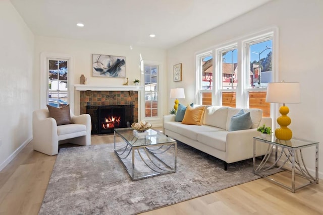 living room with hardwood / wood-style floors