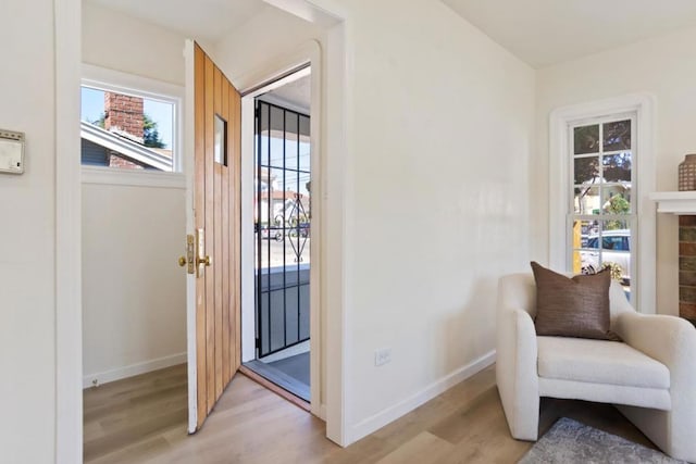 doorway featuring light wood-type flooring