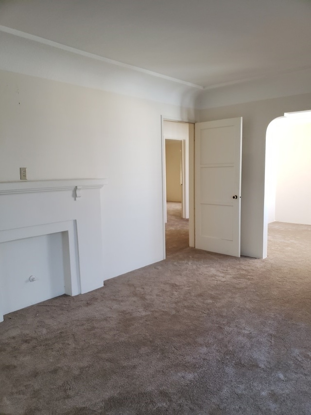 unfurnished living room with carpet floors